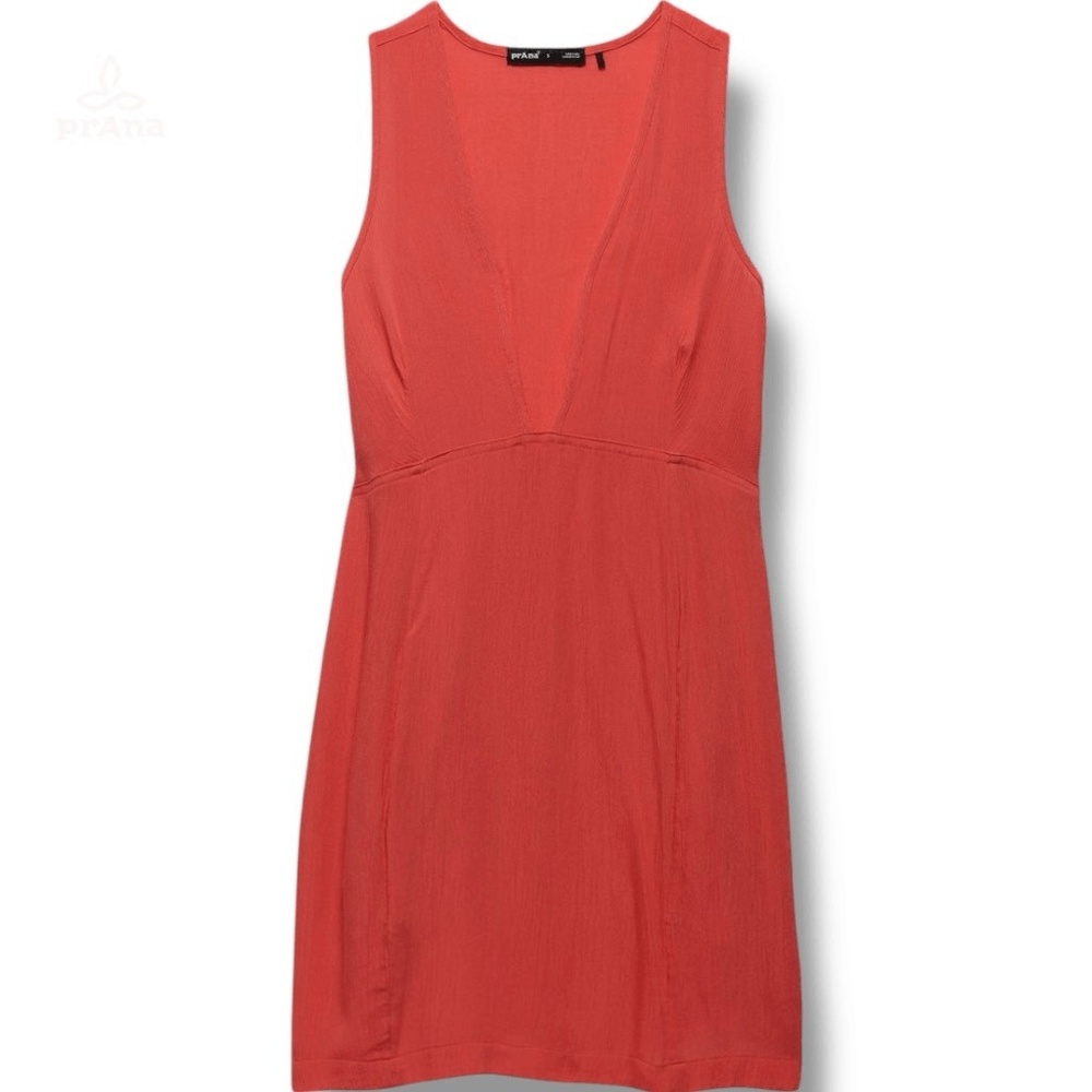 NWT PrAna Fernie V-Neck Mini Dress Womens Size Extra Small XS in Rose Fire